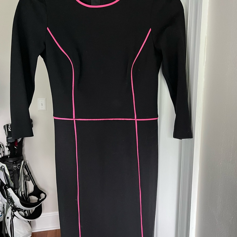 Banana republic lightly worn dress. Black with pink detail and zipper.